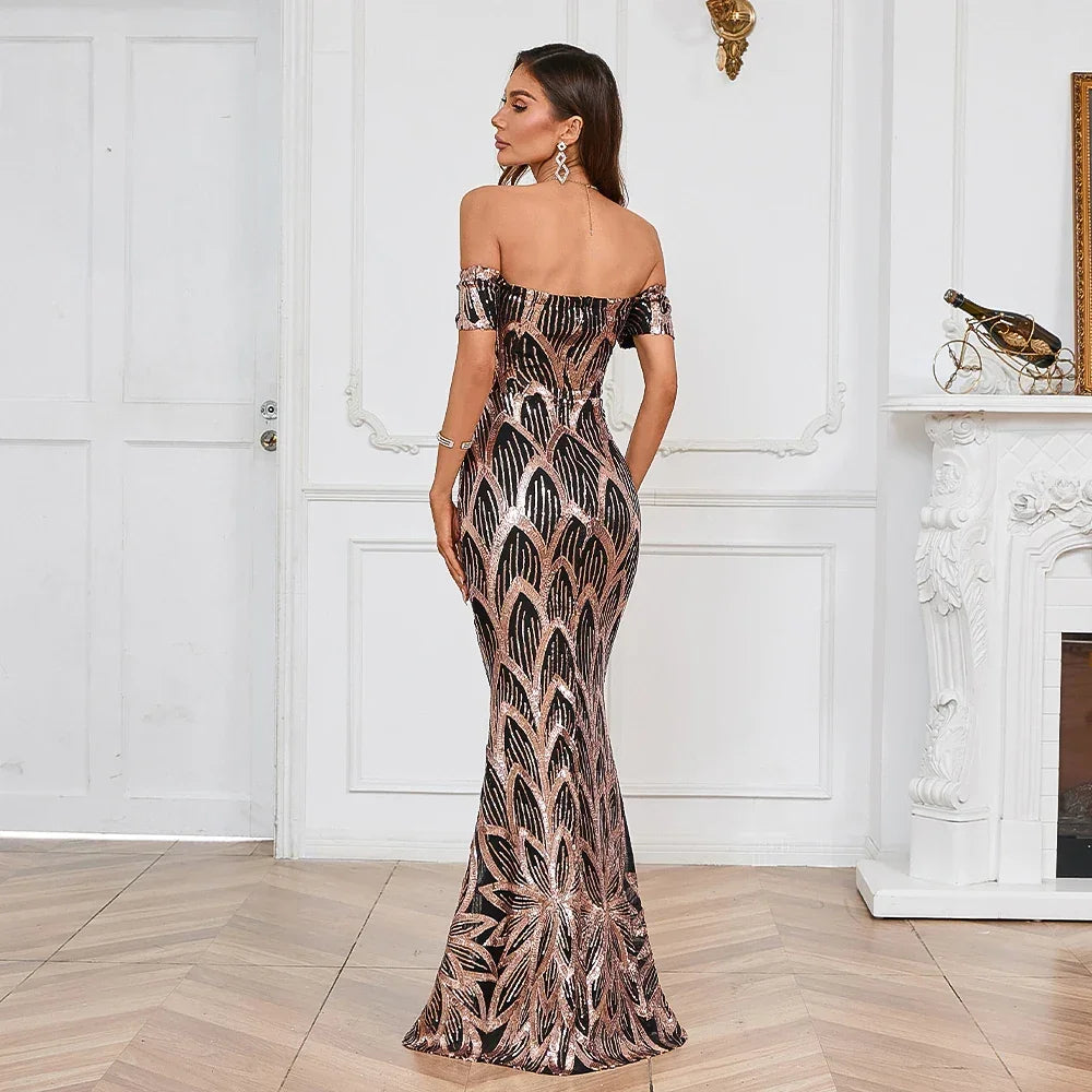 Strapless Sequin Party Maxi Dress