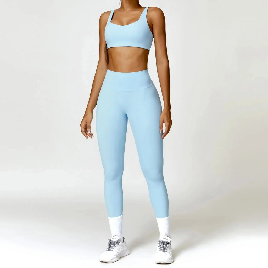 2PCS Yoga Set Women Gym Long Sleeve Sports Suits Fitness Bra Crop Top Workout Clothes Female Athletic Wear Legging Sportswear