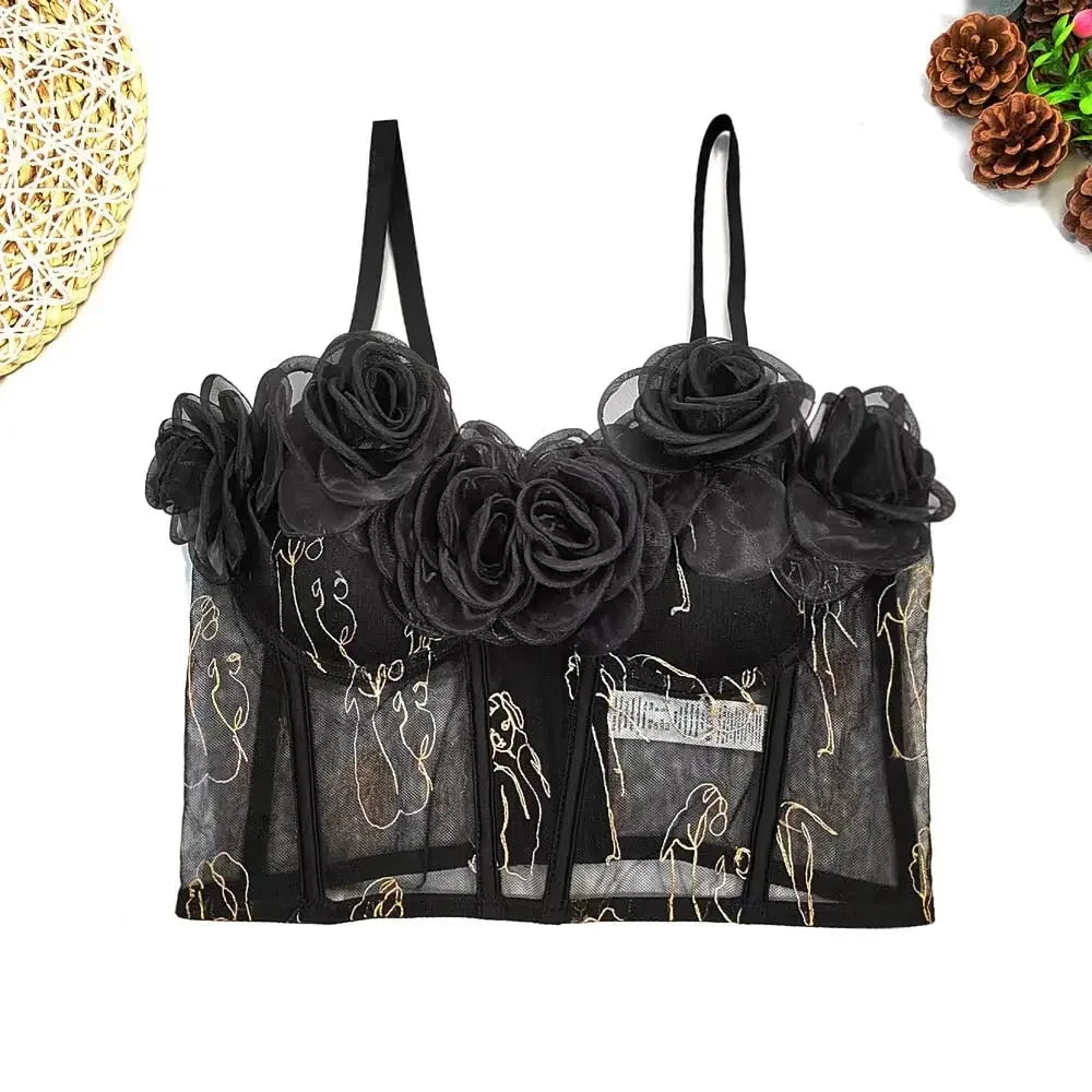 Corset Flower Streetwear Crop Top