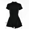 Corset Short Sleeve Zip Down Jumpsuit