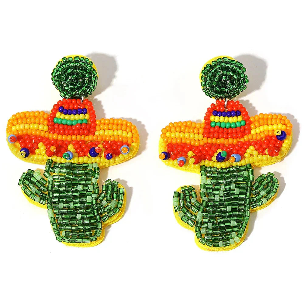 Handmade Beaded Drop Earrings