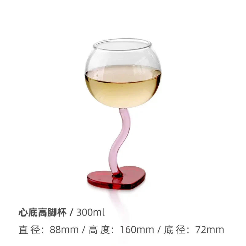 Heart Shape Glass Goblet Mug Champagne Wine Cup High Borosilicate Glass Heat-resistance Cocktail Glass Valentine's Day Gift