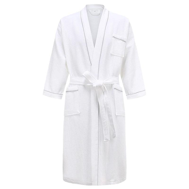Women 100% Cotton Terry Bath Robe Plus Size Suck Water Towel Bathrobe Kimono Dressing Gown Winter Summer Men Waffle Sleepwear