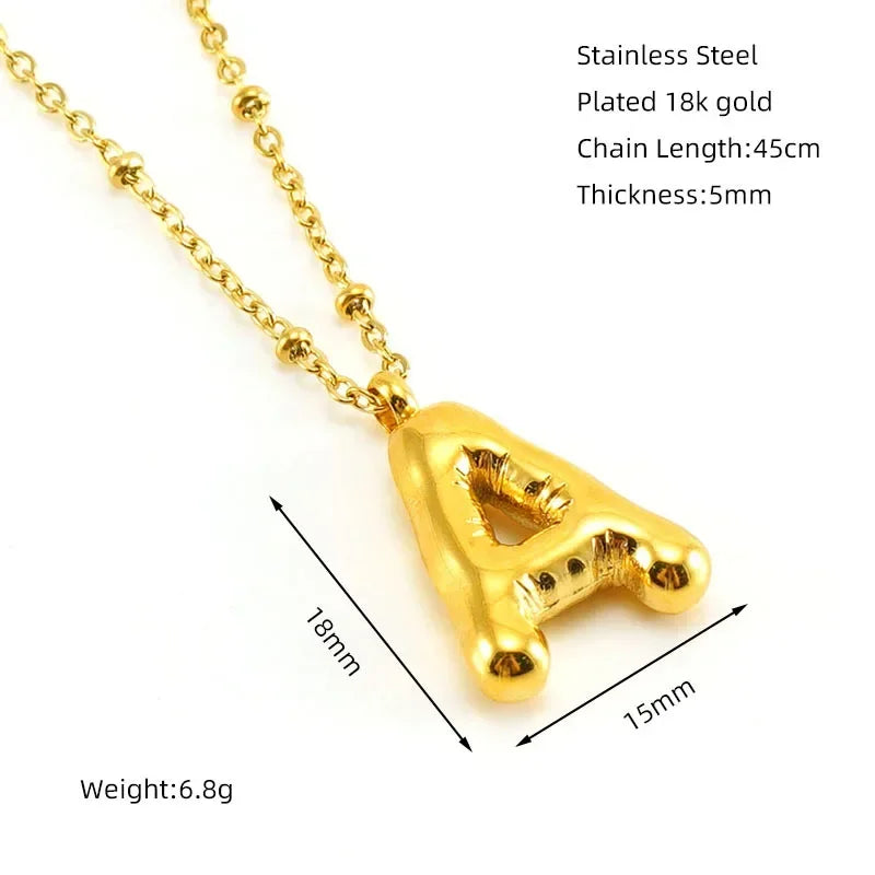 Vintage Letter Necklace 18K Gold Plated Stainless