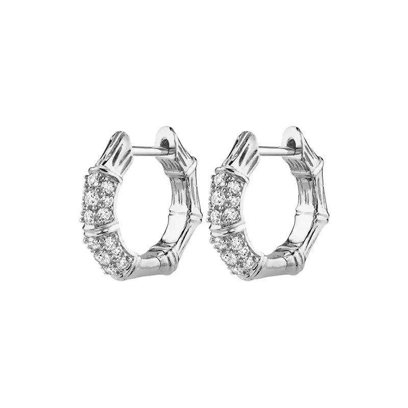 CRMYA Fashion Cubic Zirconia Cz Silver Gold Plated Hoop Earrings For Women Engagement Wedding Trendy Jewelry