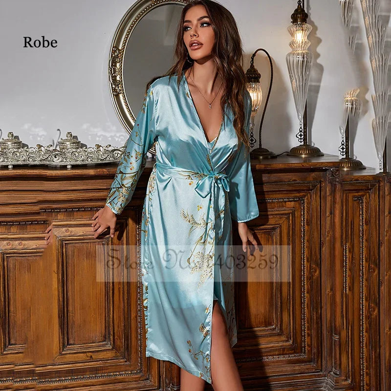 Manifest Kimono Satin Sleepwear Set