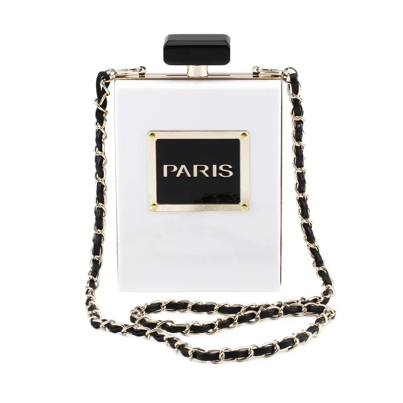 Acrylic Paris Perfume Shaped Crossbody Bag