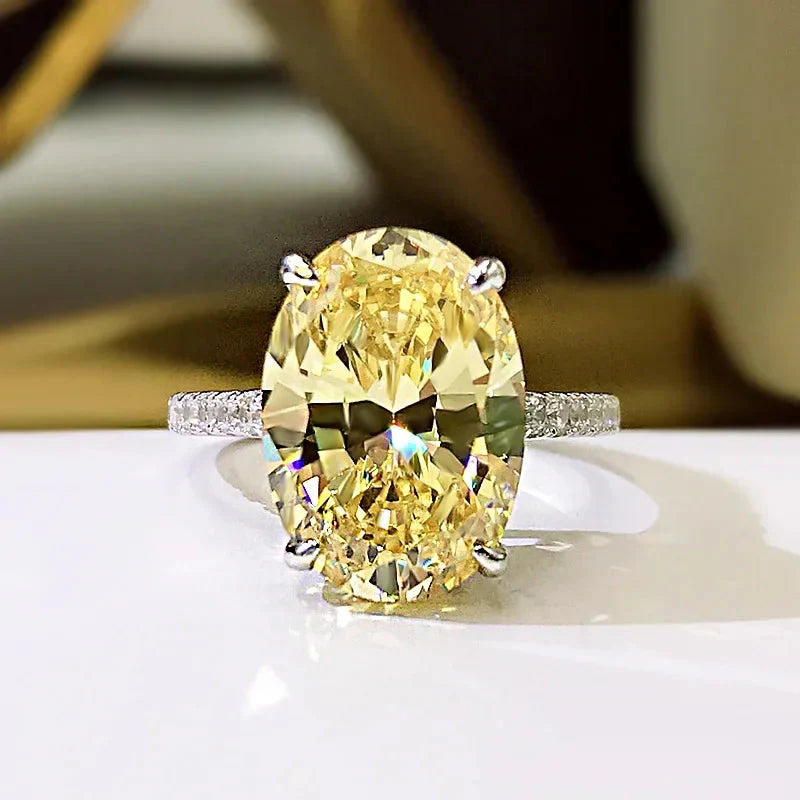 Female Fine ring 925 Sterling silver oval cut 5ct AAAAA Cz stone Engagement Wedding Band Rings for women Bridal Party Jewelry