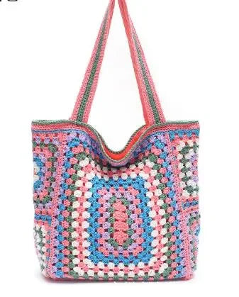 Bohemian Crochet Women Shoulder Bags Knitting Large Capacity Tote Bag Casual Lady Handbags Big Shopper Purses Summer Beach Bags