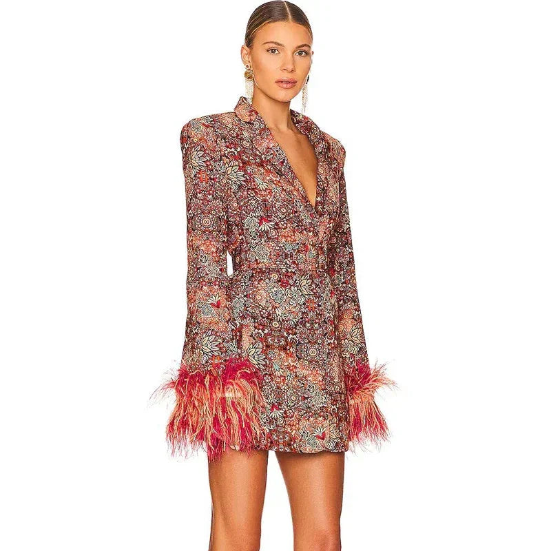 Women's Feather Cuff Party Dress