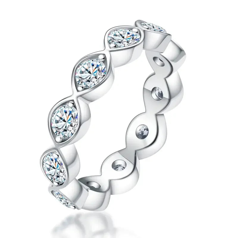 Girlfriend 3.5mm VVS1 D Color Moissanite Diamond Eternity Wedding Band Ring 925 Sterling Silver