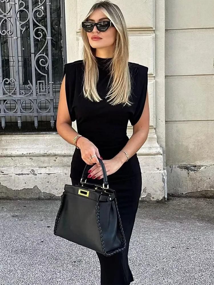 Classic Short Sleeve Bodycon Midi Dress