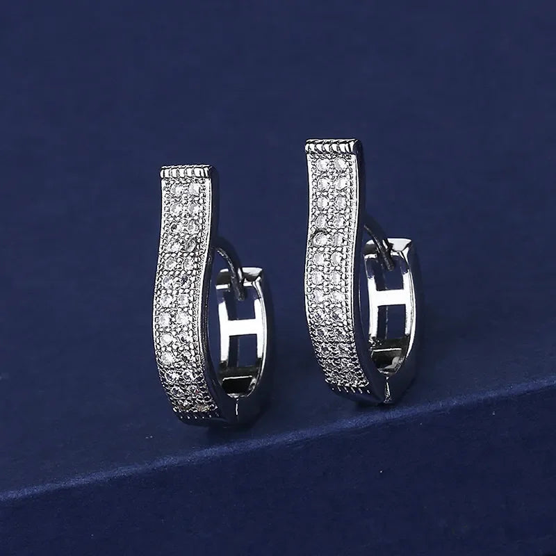 Iconic 925 Sterling Silver Crystal CZ Stud Earrings