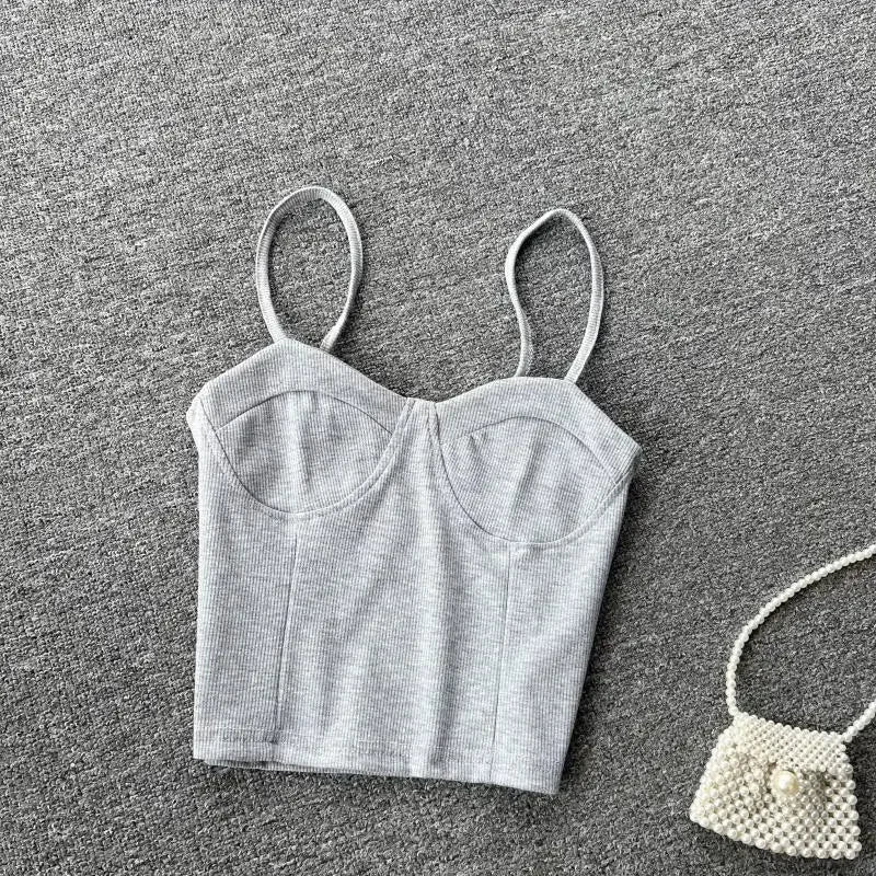 Strapless Western Style Skinny Tanks Camis for Women Summer Casual Solid Colours Female Corset Crop Tube Tops with Built In Bras