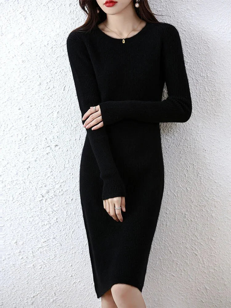Vienna Cashmere Sweater Dress 100% Merino Wool