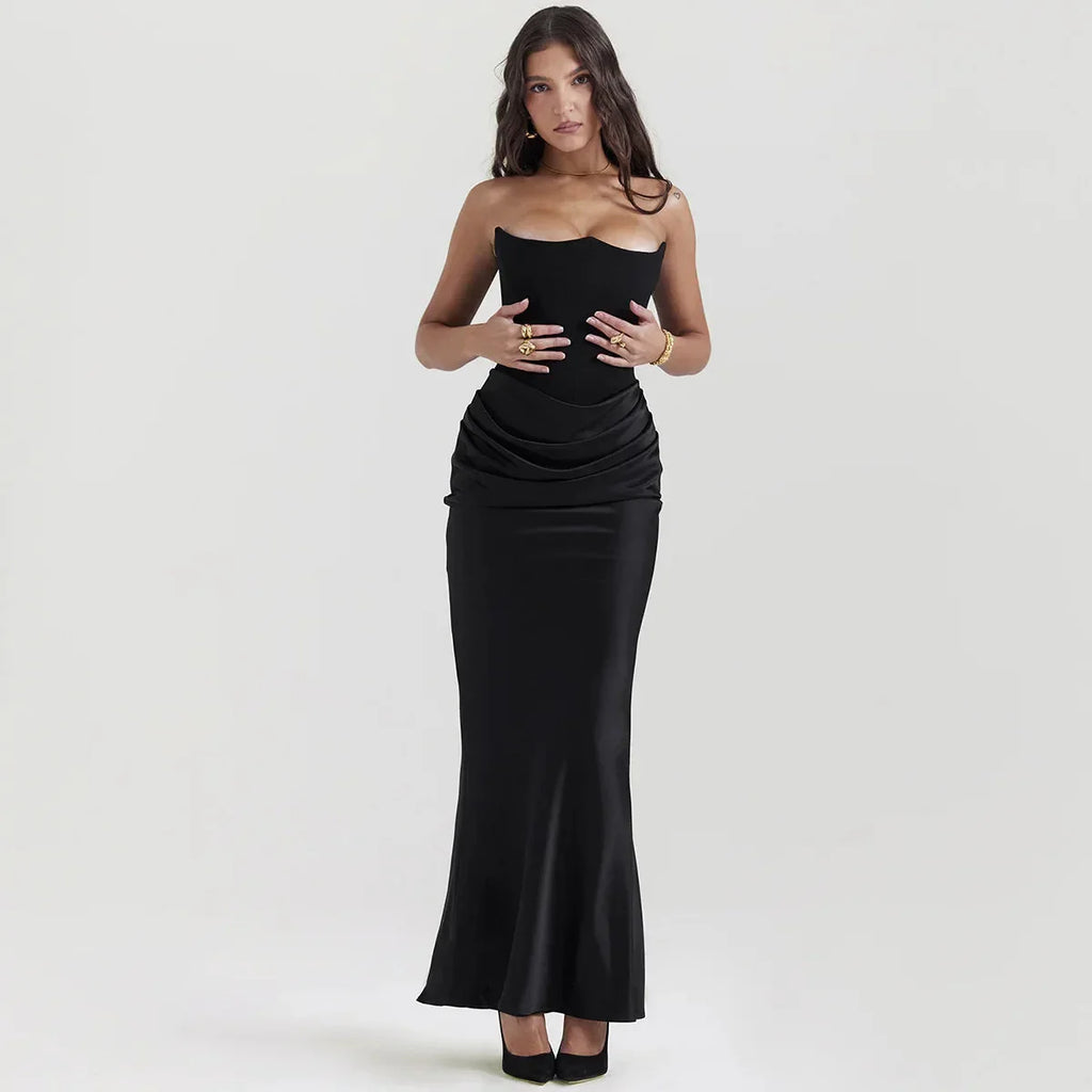 LUX Velvet Strapless Slim Fit Event Dress