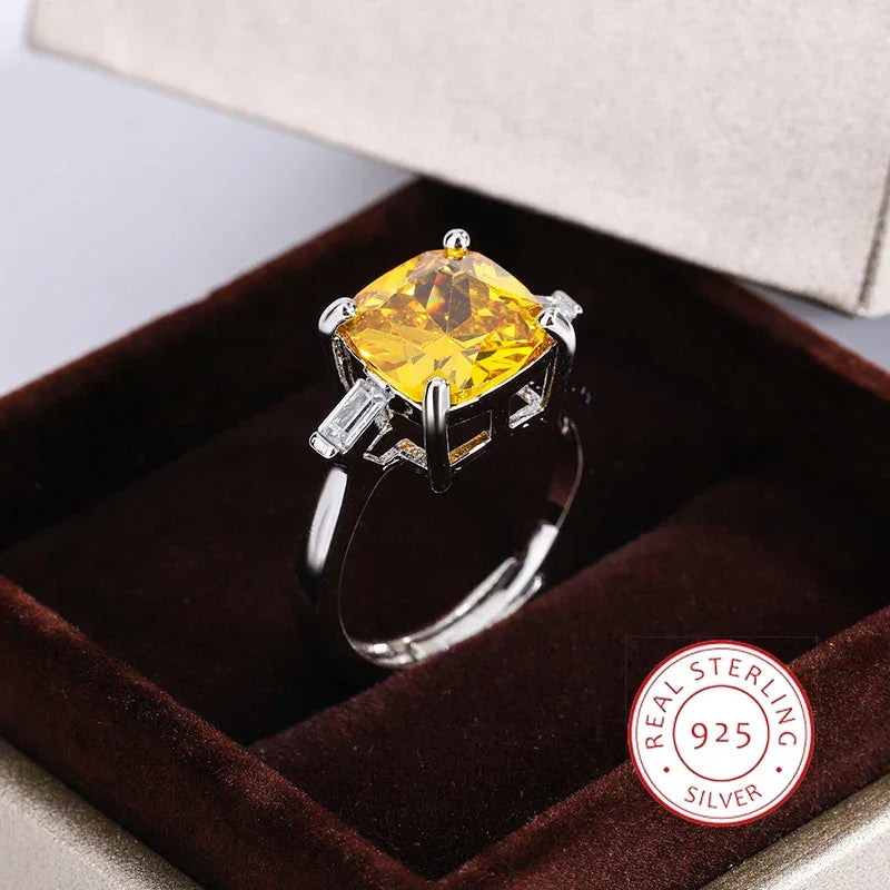 Canary Yellow 925 SS Resizable Ring