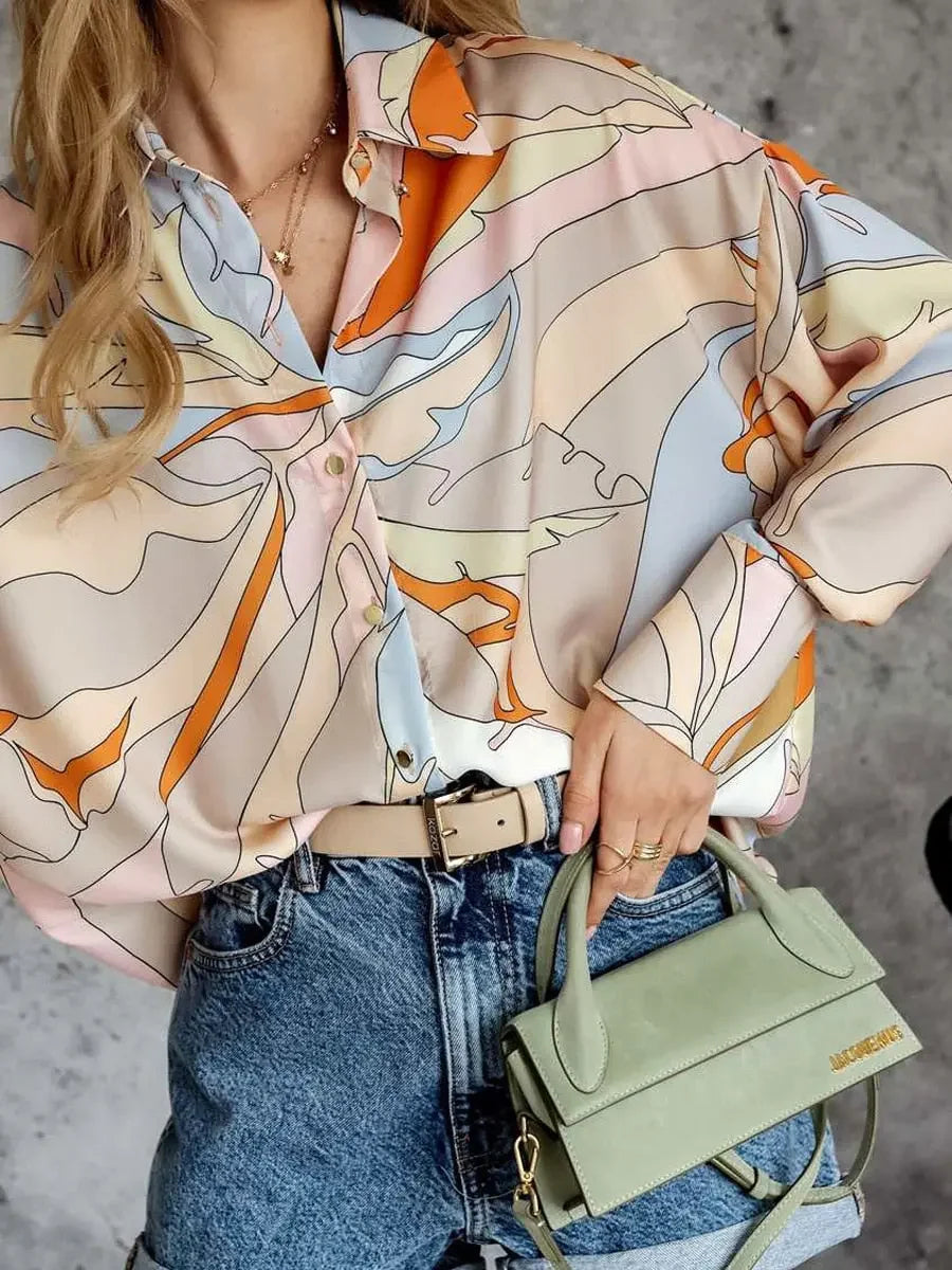 Women's Floral Print Puff Sleeve Shirt Female Elegant Casual V Neck Shirts 2023 Spring Summer Ladies Tops Blouses Vintage Blouse
