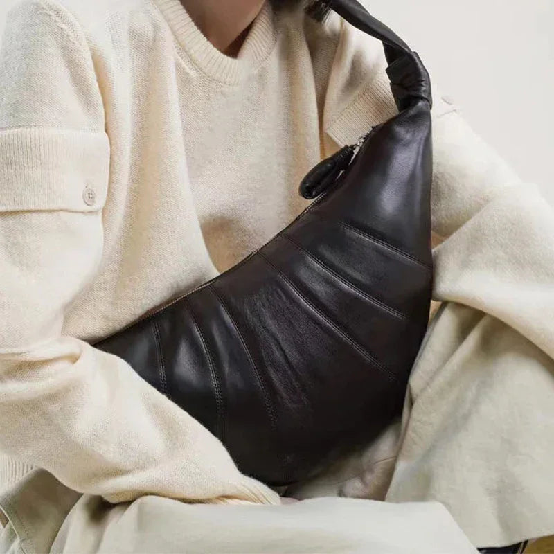 Leather Croissant Bag for Women