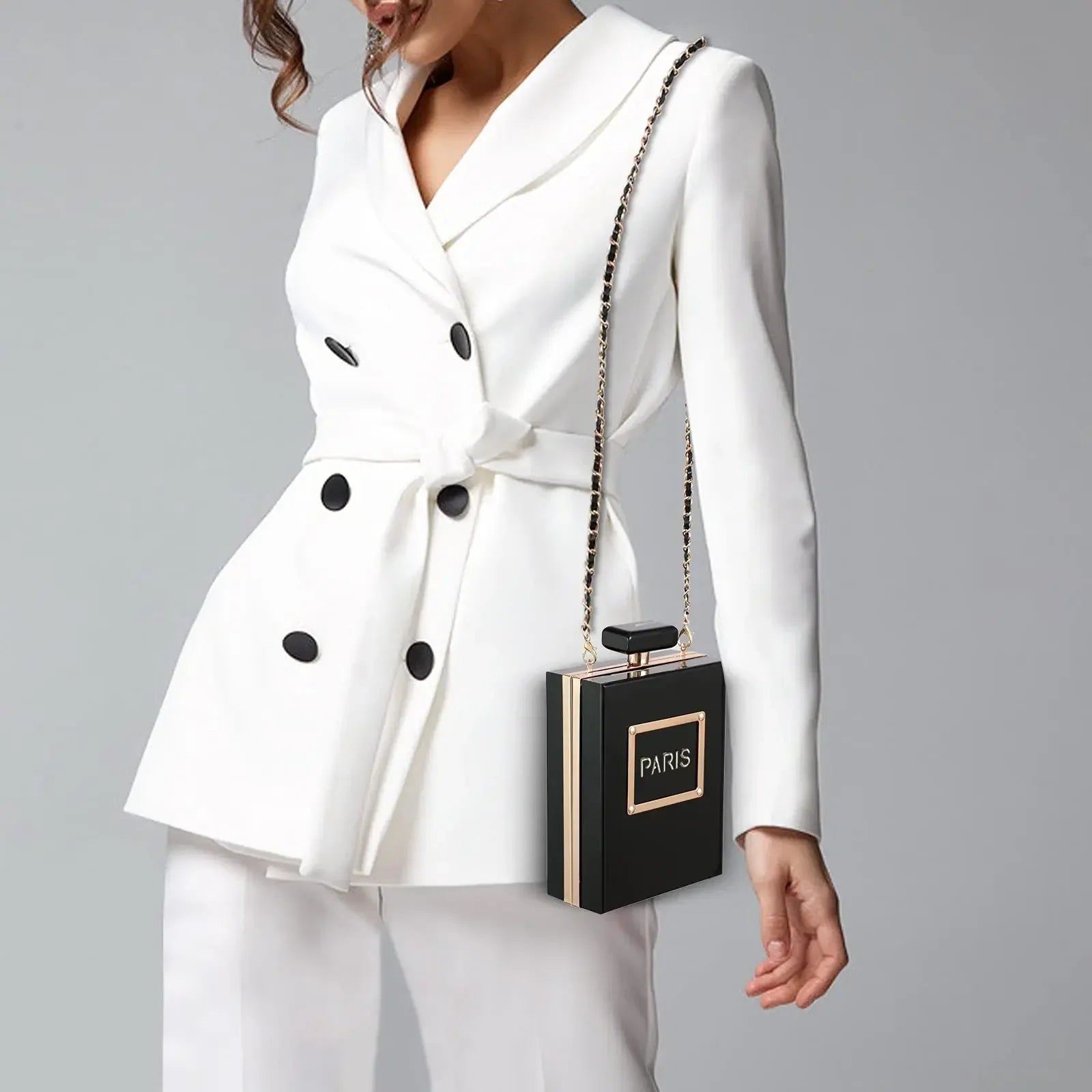 Acrylic Paris Perfume Shaped Crossbody Bag