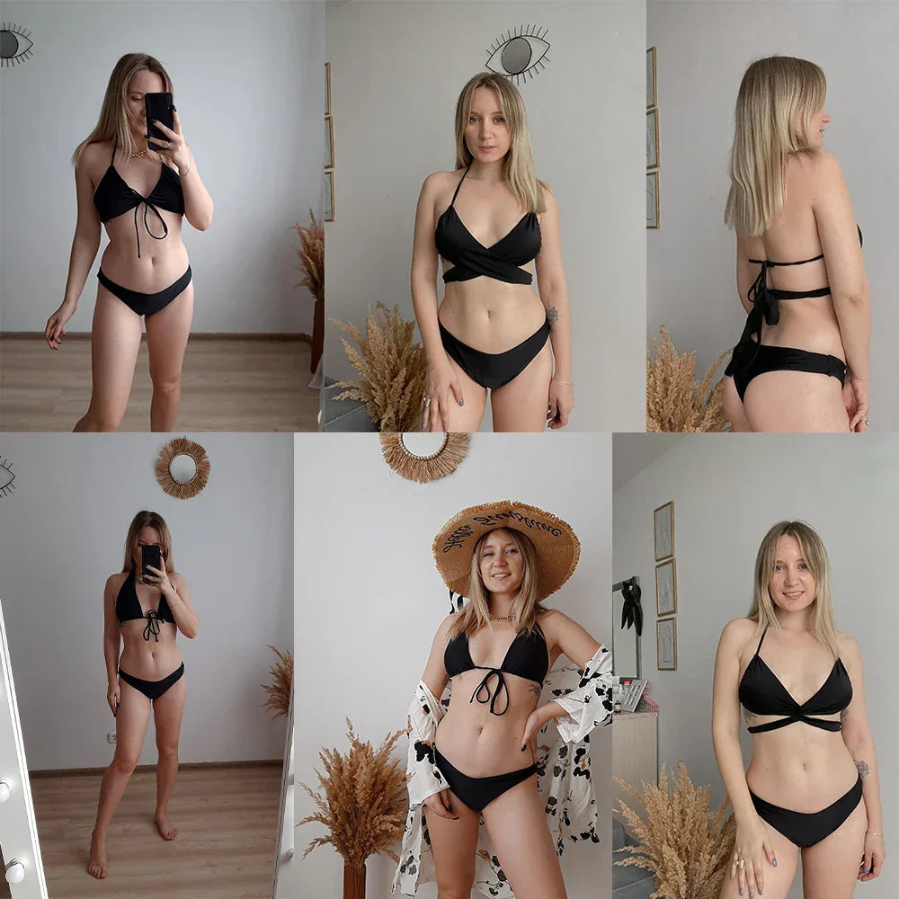 Sexy Micro Bikini Women  2023 New High Cut Swimsuit Summer Swimwear Solid Bathing Suits Beachwear Women Brazilian Push Up Bikini