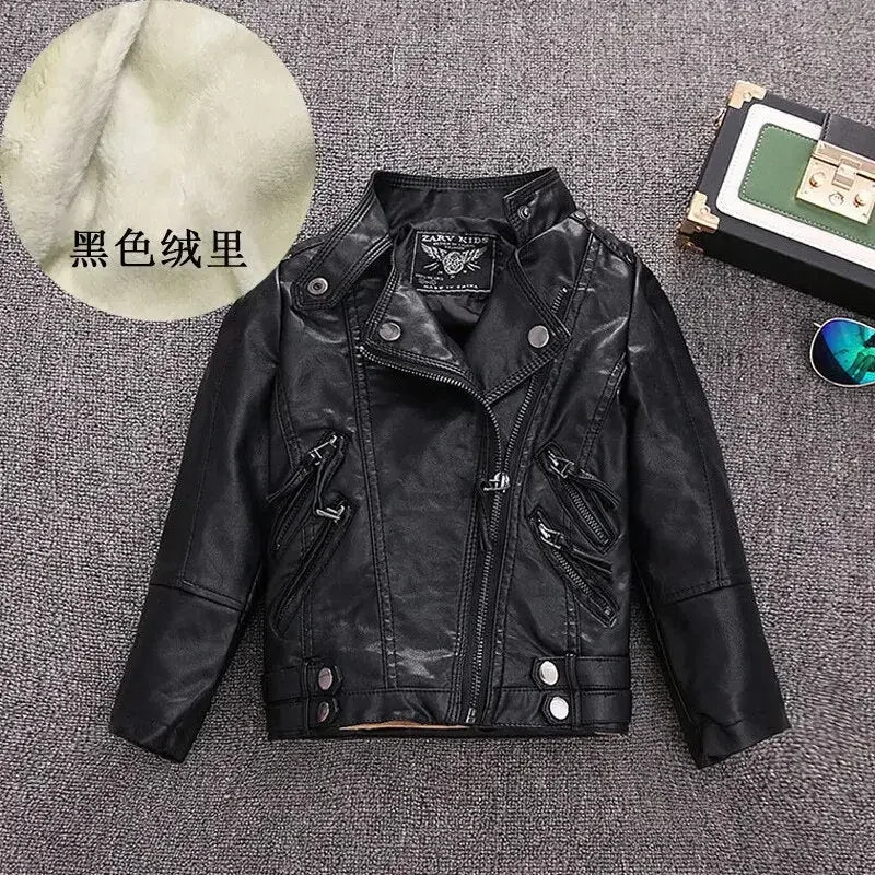 Girls Faux Leather Fall Jacket