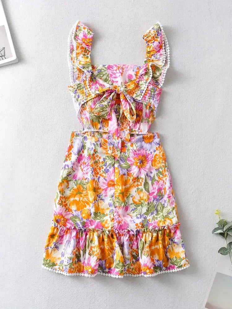 Sunset Bloom Ruffle Mini Dress