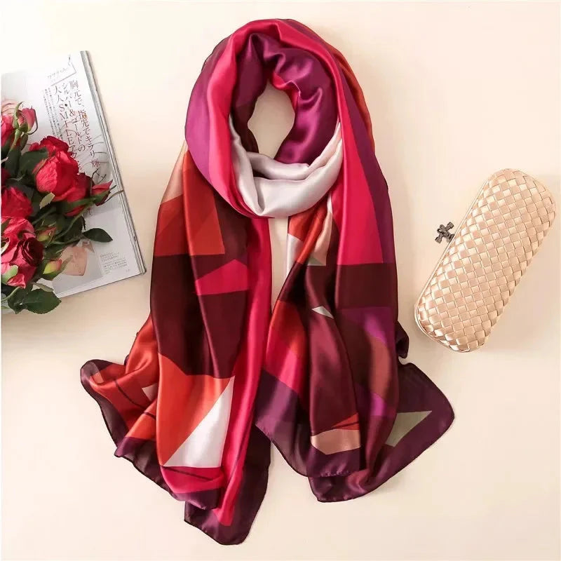 180*90cm Luxury Brand Women Summer Silk Scarves Shawl Lady Wrap Soft Female Europe Designer Beach Bandanna foulard muffler pareo