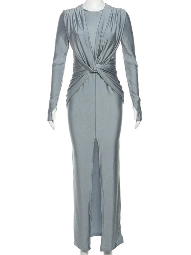 Winter Long Sleeve A-Line Long Bodycon Dress