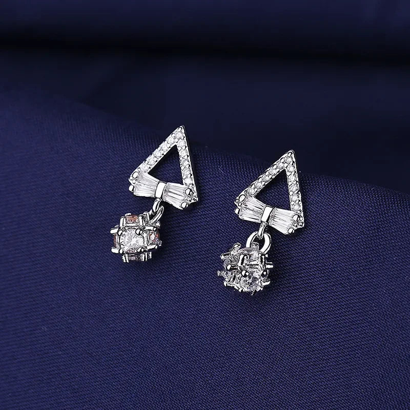 Iconic 925 Sterling Silver Crystal CZ Stud Earrings