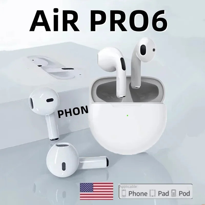 Original Air Pro 6 TWS Wireless Bluetooth Earphones Mini Pods Earbuds Sport Headset For Xiaomi Android Apple iPhone Headphones