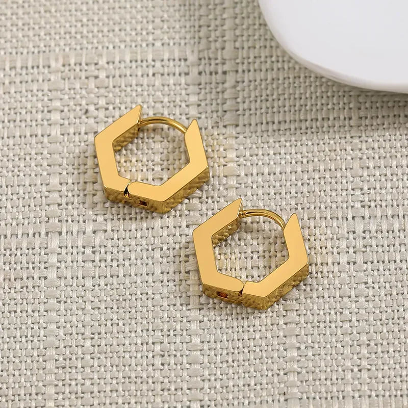 Gold Color Stainless Steel Hoop Earrings for Women Small Simple Round Circle Huggies Ear Rings Steampunk Accessories