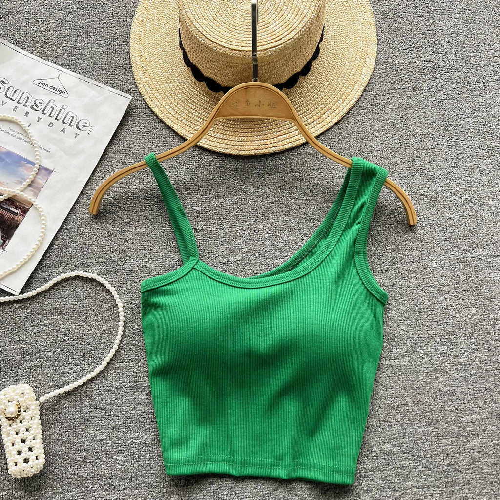 Strapless Western Style Skinny Tanks Camis for Women Summer Casual Solid Colours Female Corset Crop Tube Tops with Built In Bras