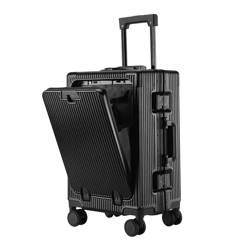 20/24 Inch Aluminum Frame Trolley Case with USB Cup Holder Large Capacity