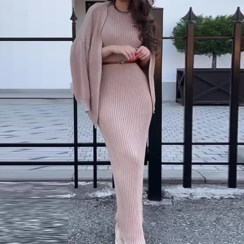 Lux Cardigan & Maxi Dress Set