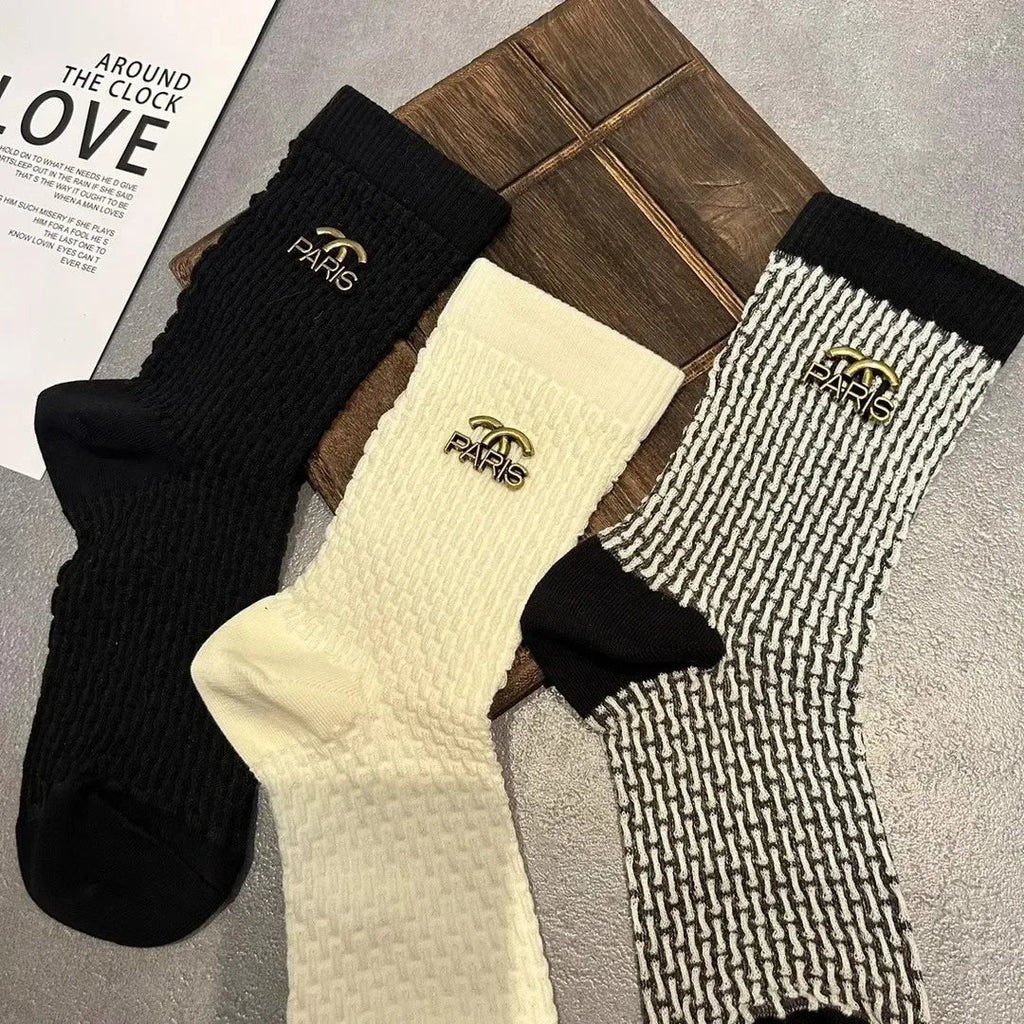 Retro Metal Letter Label Socks Brand Designer Sock Europe Letter Cotton Luxury Socks Sexy Warm Personality Fashion Boots Socks