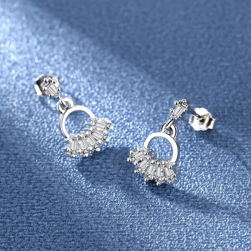 Iconic 925 Sterling Silver Crystal CZ Stud Earrings