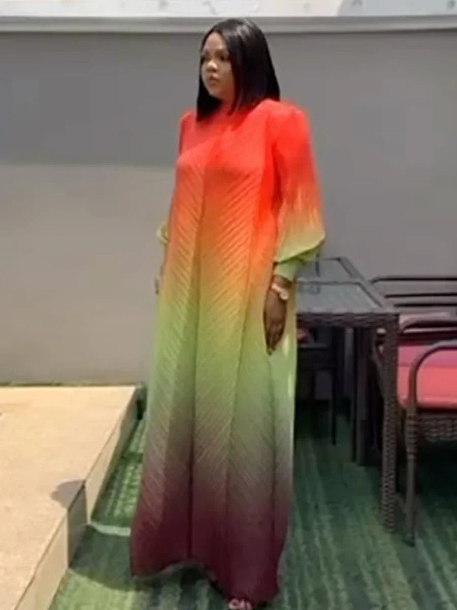 Gradient Pleated Maxi Dress