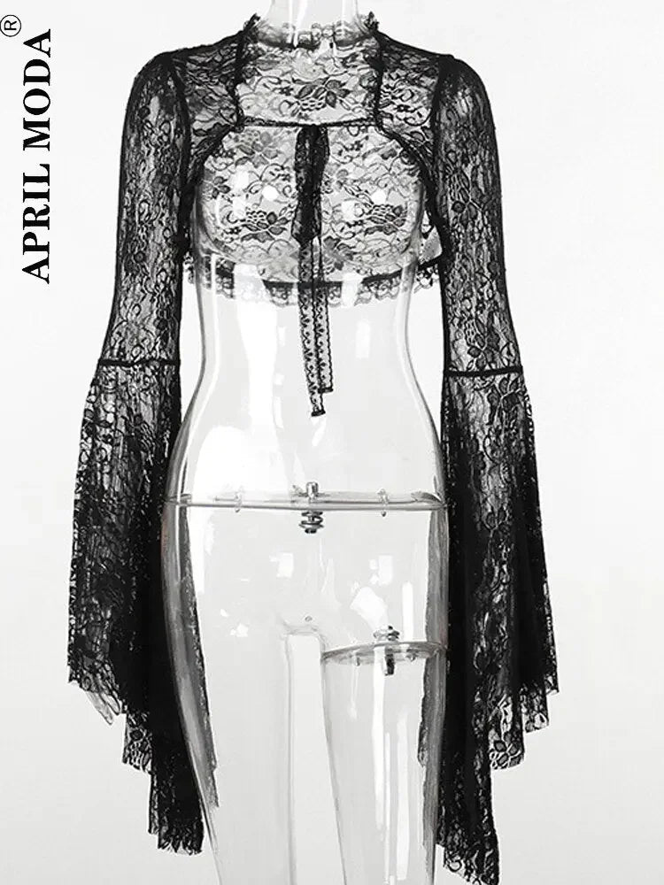 Women Black Lace Shrug