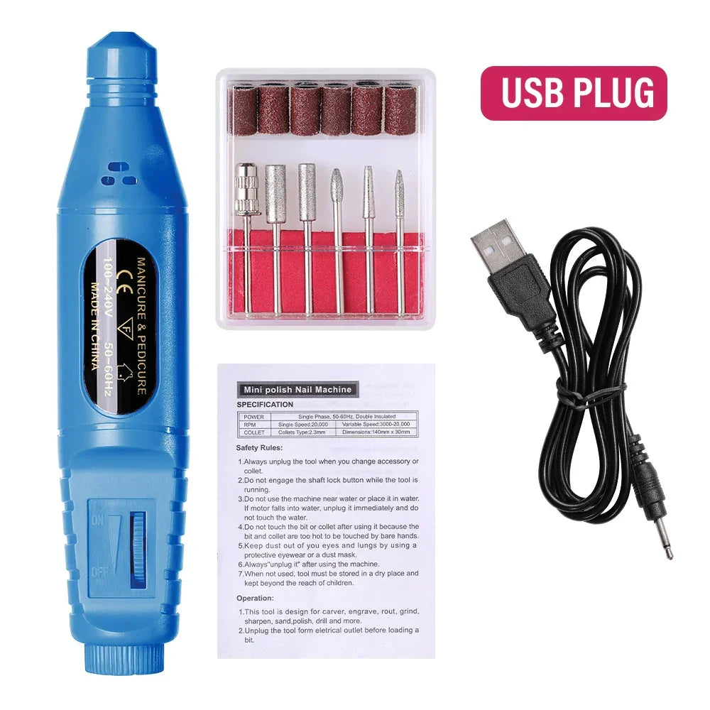HALAIMAN Electric Nail Drill Machine Set Pedicure Grinding Equipment Mill For Manicure  Professional Strong Nail Polishing Tool