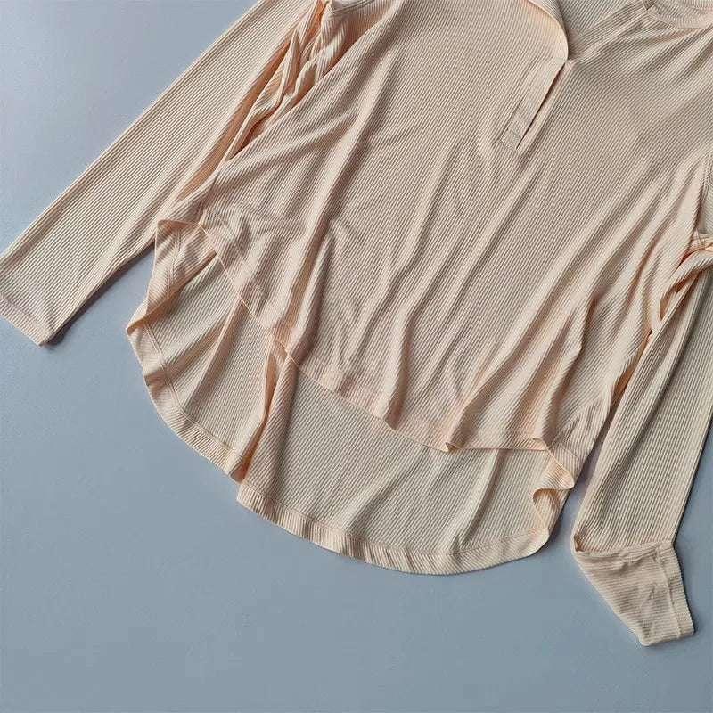 Women's loose sports T-shirt, breathable yoga suit, long sleeved cover up, fitness training yoga top