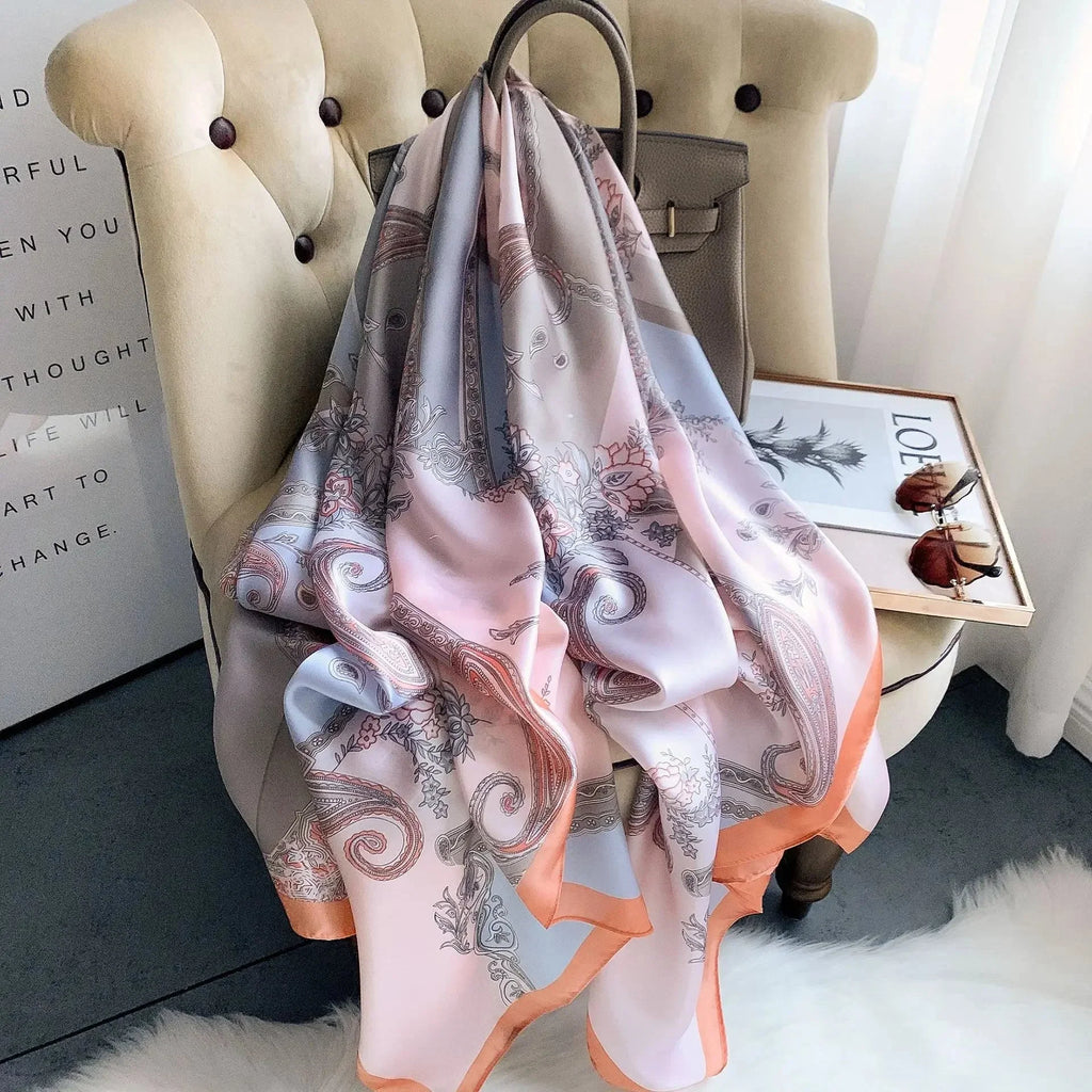 180*90cm Luxury Brand Women Summer Silk Scarves Shawl Lady Wrap Soft Female Europe Designer Beach Bandanna foulard muffler pareo