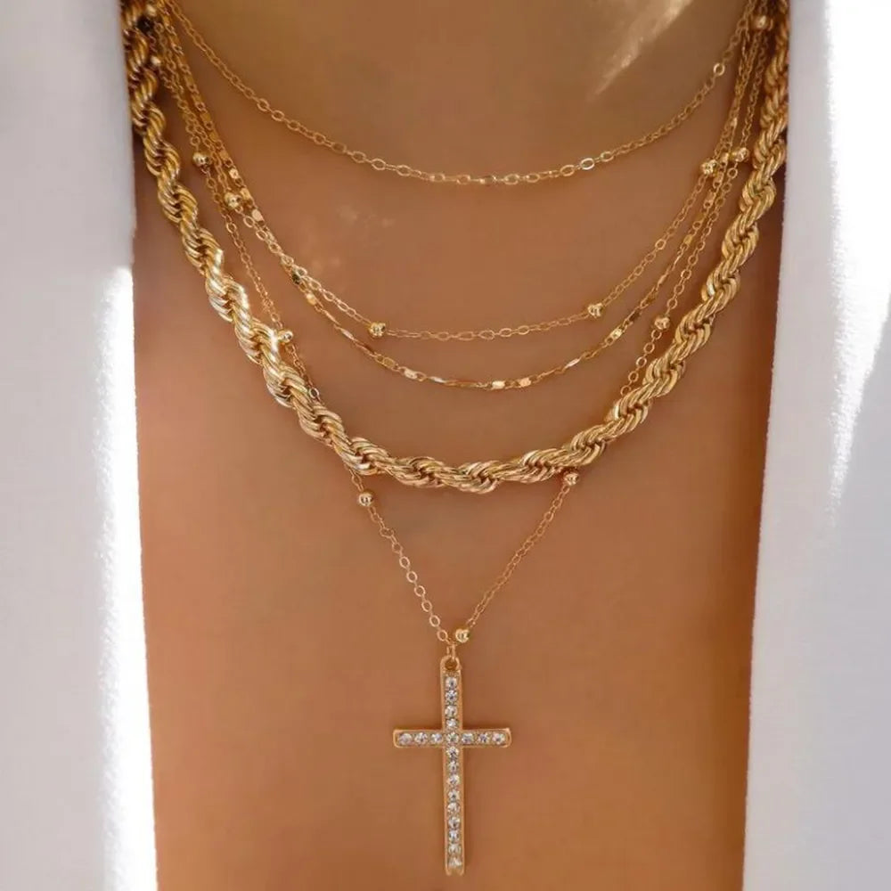 Boho Multi-Layer Crystal Pendant Necklaces