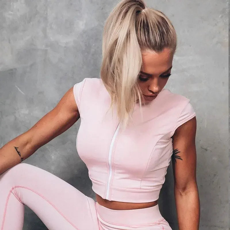 Yoga Top with Zipper Front