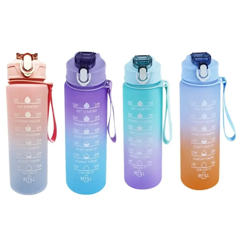 Gradient Sports Water Bottle with Time Marker Leak-proof Cup Motivational BPA Free