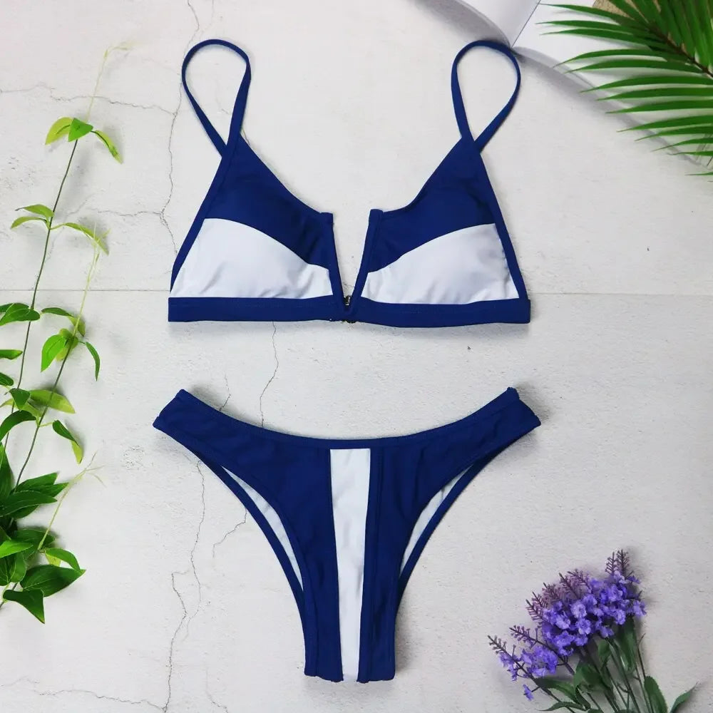 Sexy Women Bikini Brazilian Swimsuit Push-up Bra Bikini Set Two Piece Swim Suit Swimwear Low-waisted Beachwear Leopard Bathing