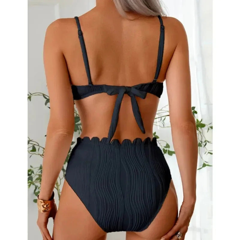 Pearl Ruched High Waist Bikini