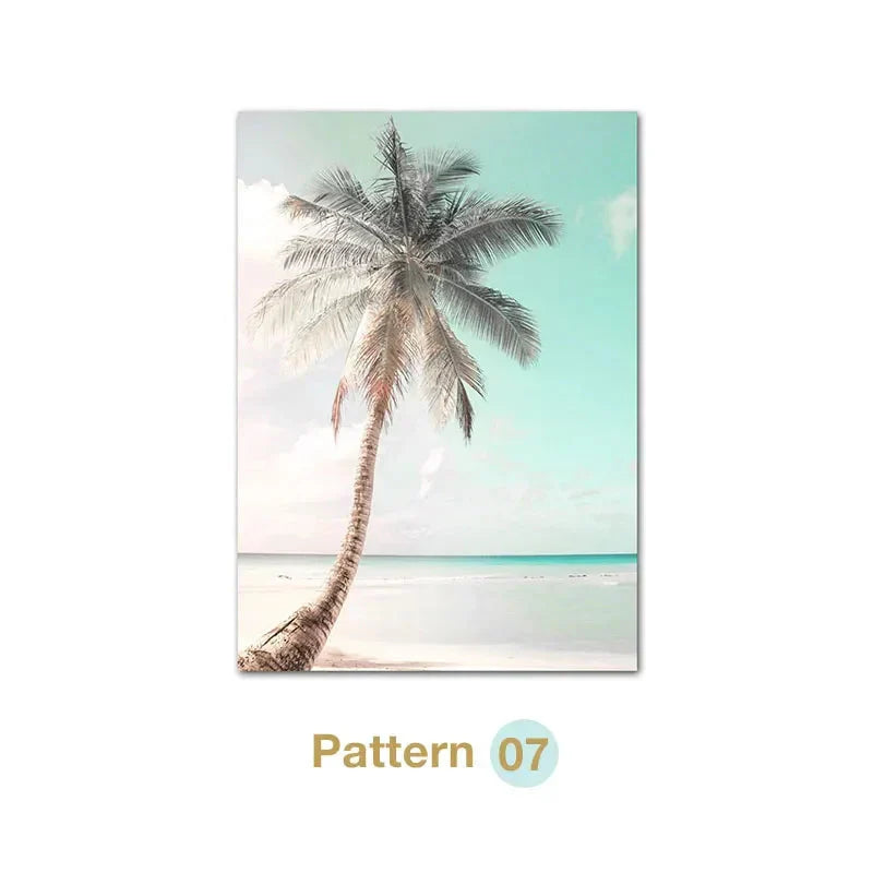Turquoise Maldives Summer Sea Beach Coconut Tree Wall Posters and Prints Canvas Painting Landscape Picture for Living Room Decor