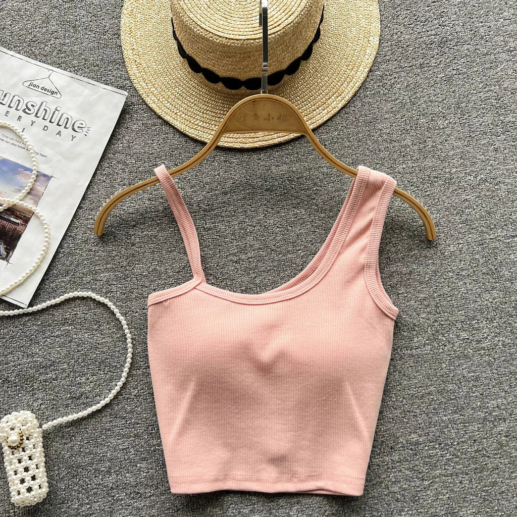 Strapless Western Style Skinny Tanks Camis for Women Summer Casual Solid Colours Female Corset Crop Tube Tops with Built In Bras