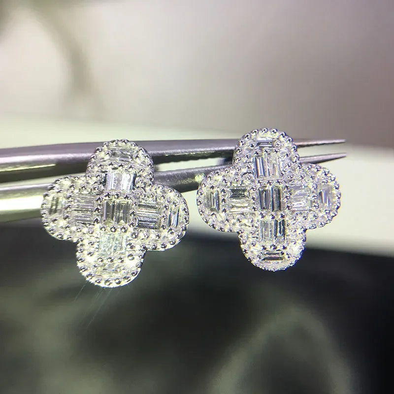 Gorgeous Princess Square CZ Stud Earrings for Women Weeding Engage Evening Party Female Delicate Earring Fashion Jewelry